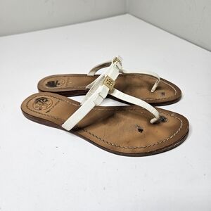 Tory Burch Ivory Leighann Sandals Thongs,  Leather Insoles Women's 7